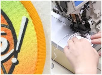 生地ふちがほどけないよう、生地ふちに糸でロック加工を行います