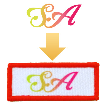 当社プリントワッペンの場合、グラデーションがある会社独自のロゴでも、そのまま使用して製作が可能。