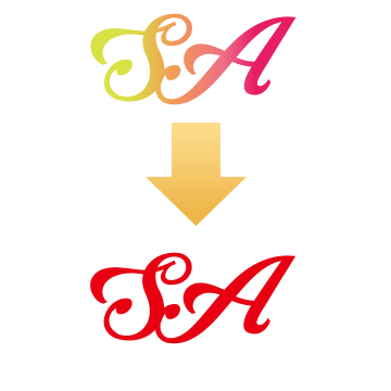 他社刺しゅうワッペンの場合、グラデーションがある場合は1色にしなければならない。